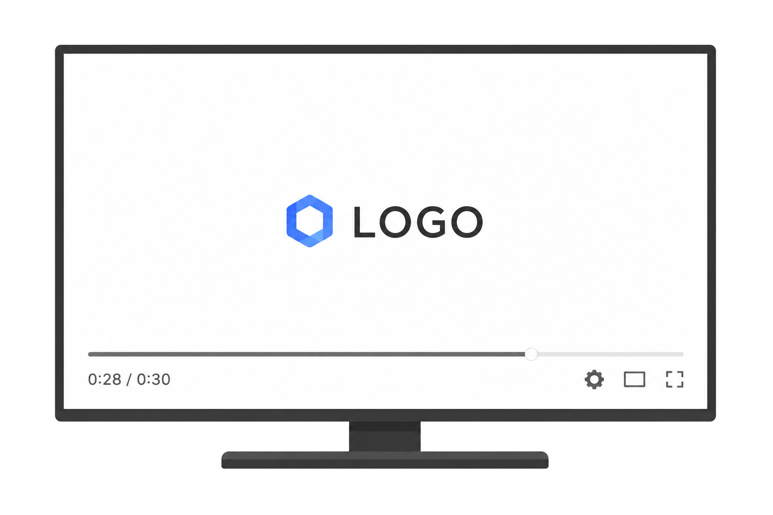 動画の最後にブランドロゴだけが表示され、音が鳴っていないテレビ画面
